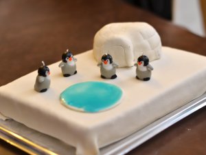 La banquise et ses pingouins (igloo) - Pâte à sucre